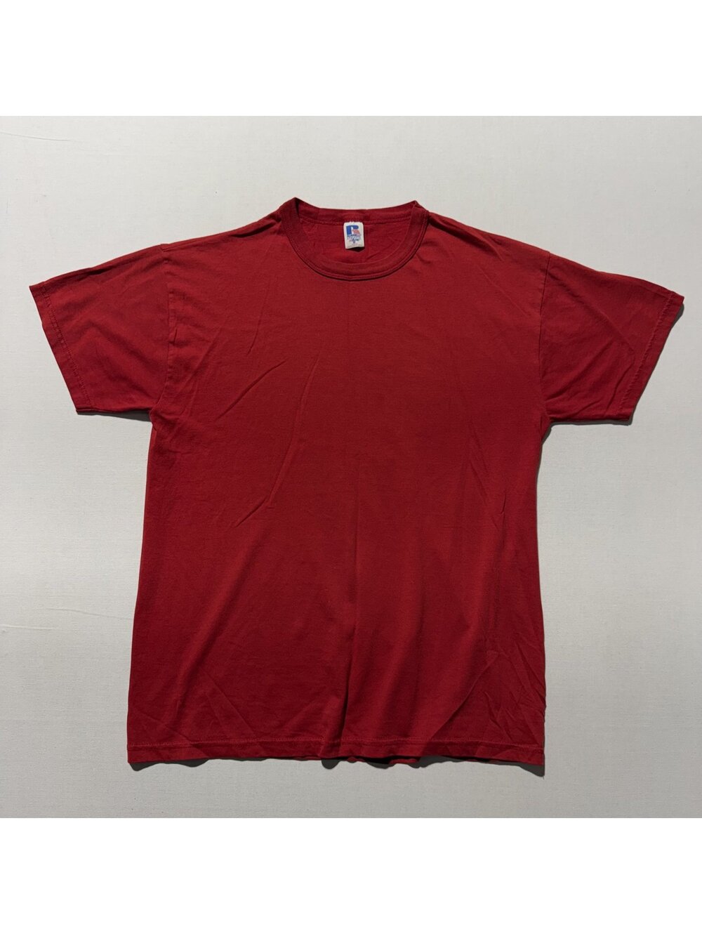 Russell Athletic Red Blank Tee Vintage 90s Single Stitch Style